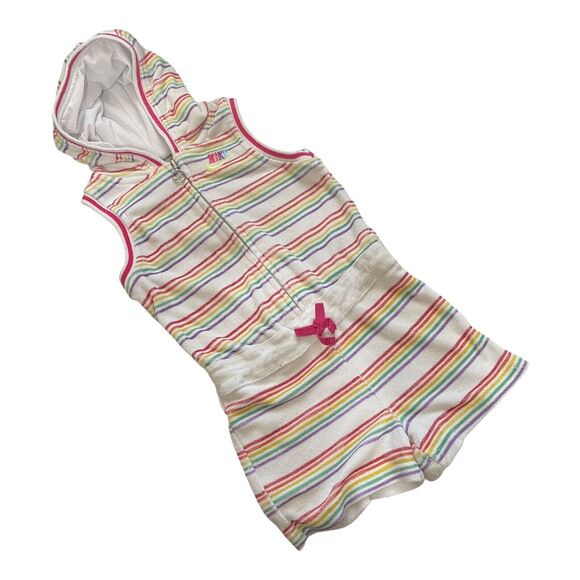 Y2K Nike Terry Cloth Hooded Romper Girls Sz 6X Rainbow MulticolorX - Picture 11 of 11